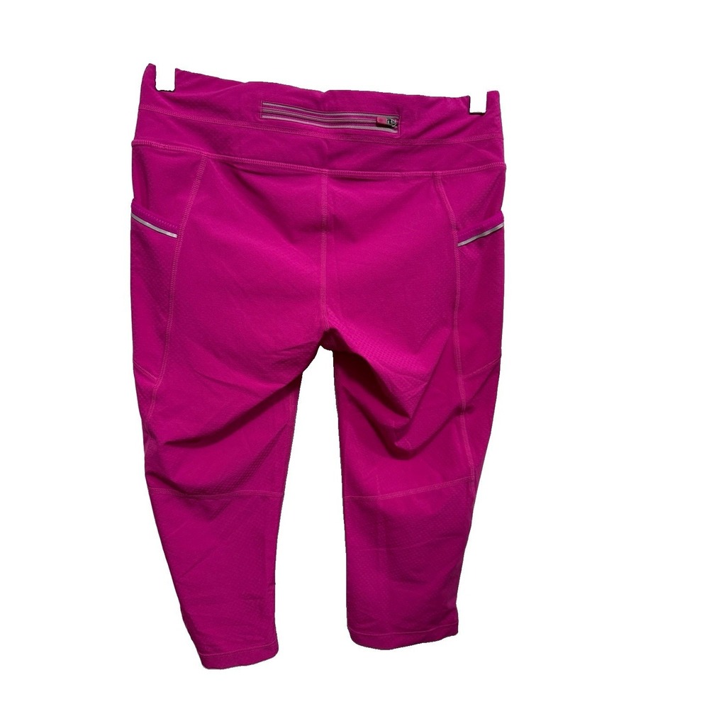 Athleta Leggings Womens S Hot Pink Dobby Be Free Knicker Capri Workout Pockets - Picture 2 of 16